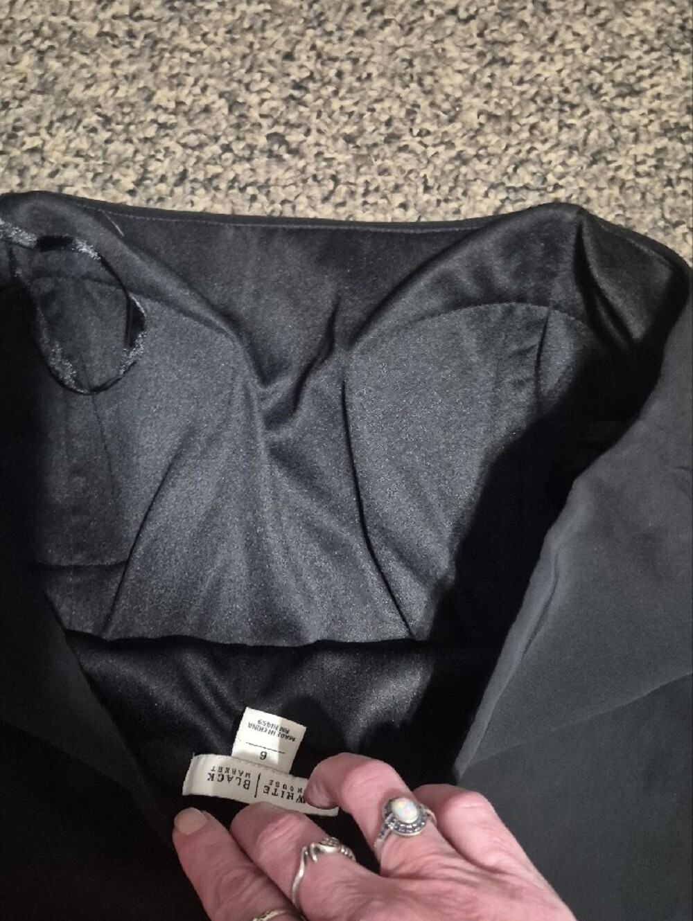 White House Black Market Black Strapless Wide-Leg Jumpsuit with Peplum - Picture 7 of 7